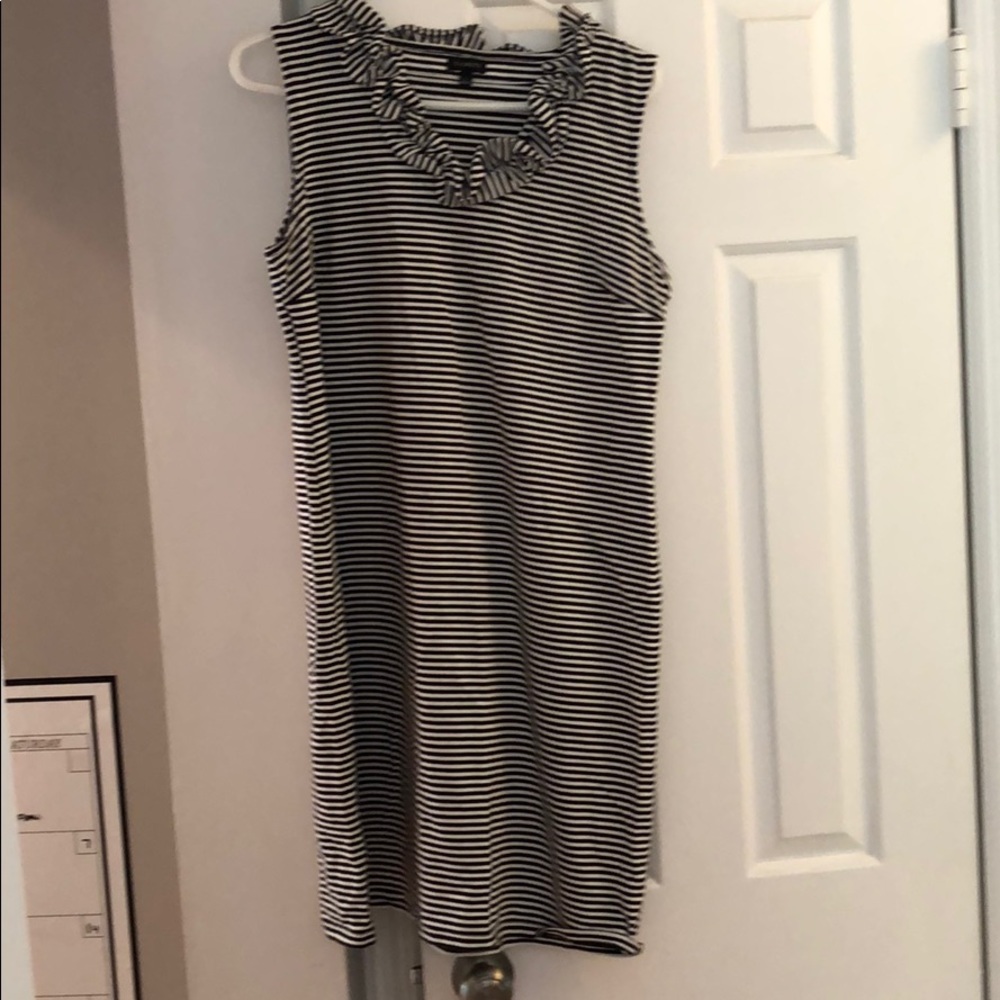 Black and white striped sleeveless dress